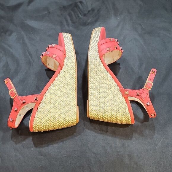 BRAND NEW NATURE BREEZE Tally-04 PINK STUDDED OPEN TOE ESPADRILLE WEDGE S2 - Picture 13 of 16